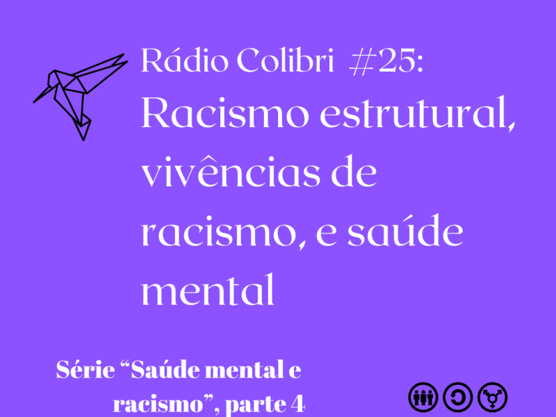Rádio Colibri #25: Racismo estrutural, vivências de racismo, e saúde mental